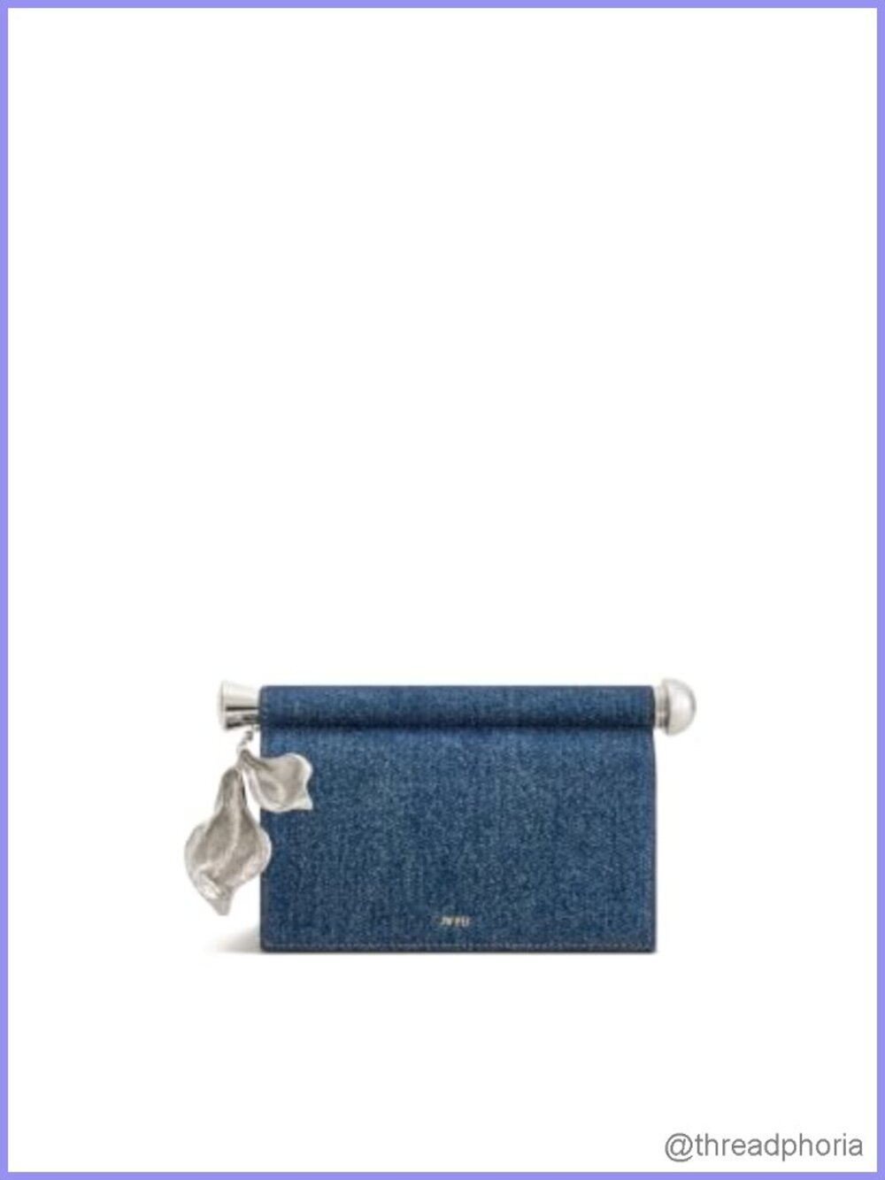 JW PEI Holly Metal Pendant Embellished Clutch Washed Denim Evening Bag